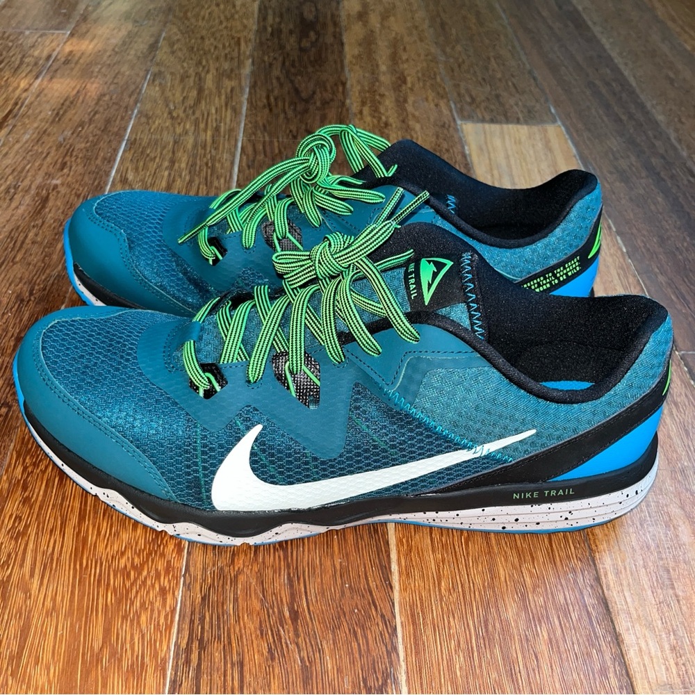 New Men’s ‘20 NIKE JUNIPER TRAIL CW3808-301 sz 11 Sneakers Teal Green/Blue/White